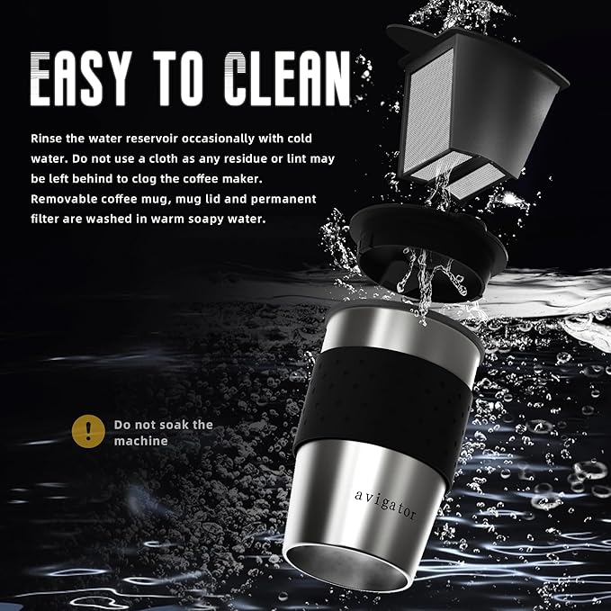 Portable Coffee Maker for Travel Camping Car, Ground Coffee Machine Single Serve with 10 oz Travel Mug for Traveling, RV, Office, Home and Dorm, 24V, Black