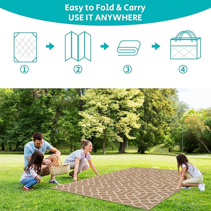 HEBE Outdoor Rug 8'x10' for Patios Waterproof Clearance Reversible Patio Mat Plastic Straw Rug RV Camping Mat Outside Area Rug Carpet for Camping RV,Porch,Deck,Balcony,Camper,Backyard