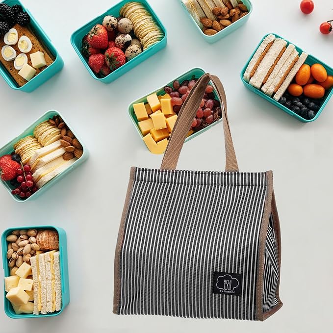 PATIKIL Insulated Lunch Bag, Oxford Cloth Waterproof Lunch Tote Bag Thermal Portable Lunch Box Food Container for Work Office Picnic Outdoor, 10.24"x6.69"x10.24", Black