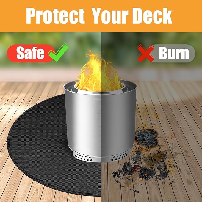 Fire Pit Mats for Under Fire Pit Compatible with Solo Stove Bonfire Accessories Compatible with Solo Stove, 3-Layer Esay to Clean Grill Mats for Outdoor Grill to Protect the Deck, Patio, 47in