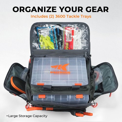 KastKing Fishing Gear & Tackle Bags - Saltwater Resistant Fishing Bags - Fishing Tackle Storage Bags,Medium-Hoss, (With（2） 3600 Trays,15x11x10.25 Inches)