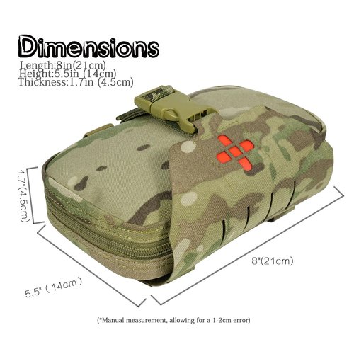 Lonloke Ifak Pouch-Rapid Deployment Tactical MOLLE Trauma Kit Pouches, Quick Release Tear-Off Medical First Aid Kit Organiser with Red Immediate Identify for Emergency Surviva Activities. (MC)