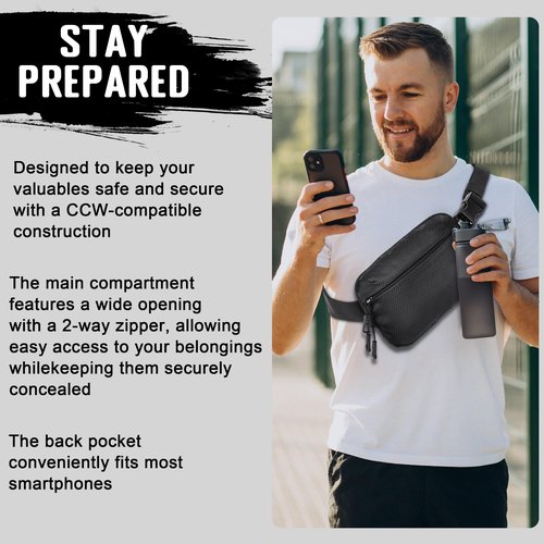 DEYACE Fanny Packs, Adjustable Waist Pack with Pistol Holder, Concealed Carry Bag for Women and Men, CCW, EDC, Travel, Work, Outdoor