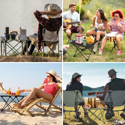 Outplea Mini Folding Camping Table Aluminum with Carry Bag, Small Compact Beach Table, Green