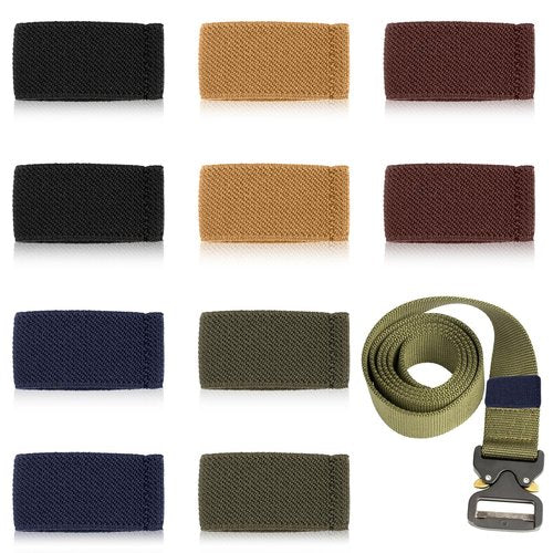 Bewudy 10 Pack Elastic Belt Keeper Strap, Nylon Canvas Web Belt Elastic Loop Keeper, Organizers Backpack Strap, Holder Retainer Band for 1.5" Wide Belts or Straps (Colorful)