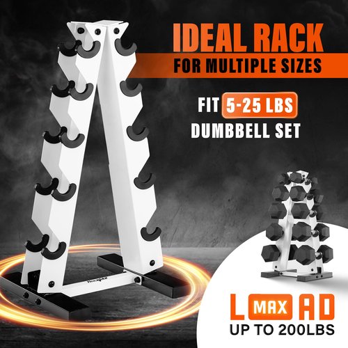 YES4ALL Dumbbell Rack Stand Only, 5 Tier A Frame Weight Rack for 5-25 LB Dumbbells