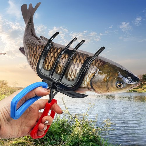 3 Claw Fish Gripper, 2024 Upgraded Metal Fishing Pliers Gripper, Multifuctional Fish Grippers for Fishing, Fish Grabber Tool for Most Freshwater Fish and Crab