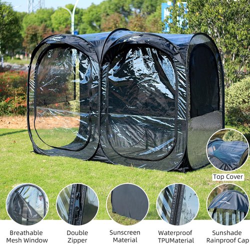 Sportneer Sports Tent, 2-4 Person Instant Pop Up Sports Tents - 92" x 46" x 63.5" Transparent Sport Shelter for Fishing, Camping, Sports Event - Easy Set Up & Tear Down