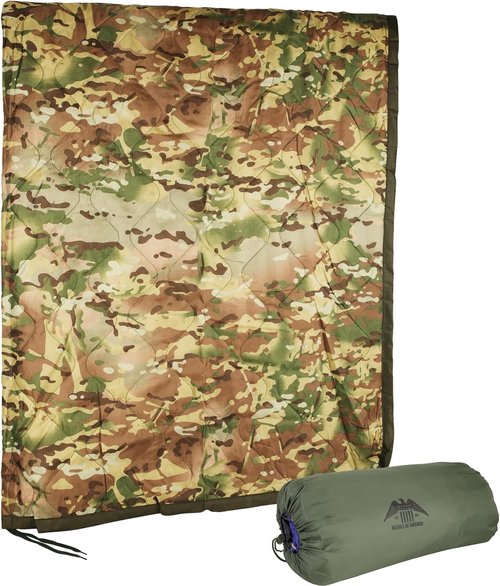 MEDALS OF AMERICA EST. 1976 Military Gear Blanket Poncho Liners Woobie Emergency Blanket - Military Surplus Cold Weather Camping and Hunting Woobie Blanket (Woodland)