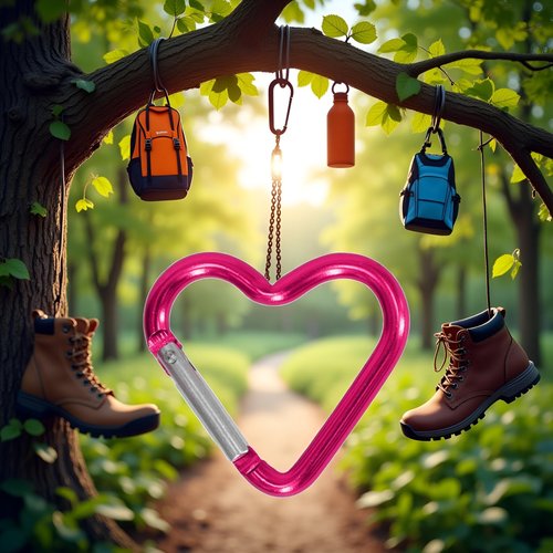 Red Outdoor Carabiner Heart Keychain Clip Aluminum Alloy Rings Climbing Clips Spring Snap Hook Portable Spring Snap Hook Carabiner Accessory and Keychain