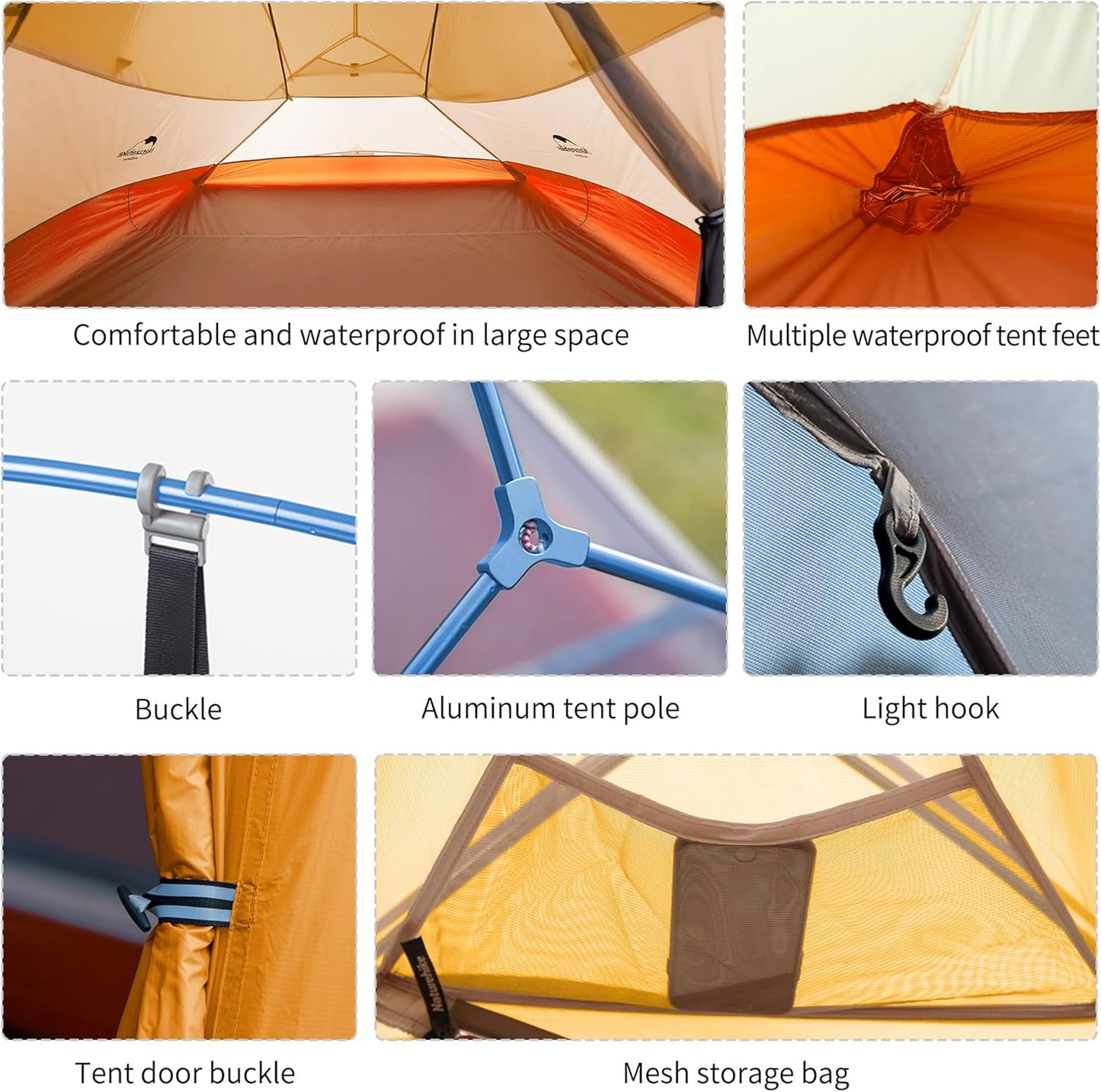 Naturehike Cloud-Up 3 Person Lightweight Backpacking Tent with Footprint - 3 Season Free Standing Dome Camping Hiking Waterproof Backpack Tents