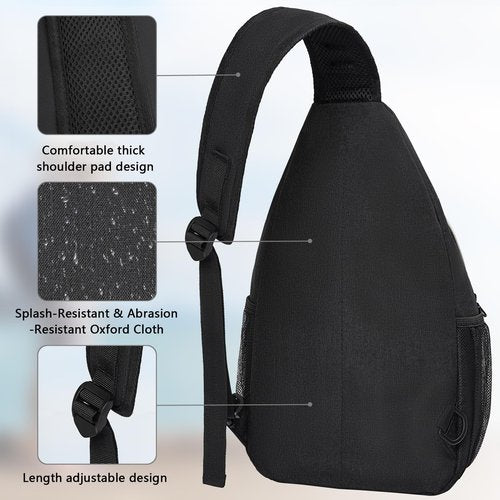 IBVIVIC Sling Backpack for Men Women, Crossbody Bags Travel Hiking Chest Bag with Adjustable Shoulder Strap (Black)
