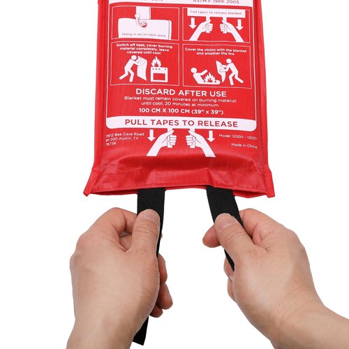 BIRDROCK HOME Fire Blanket for Home and Kitchen | Emergency Supplies for Small Fires | CE Safety Standard Approved | Fiberglass Fire Suppression, Mess-Free | Ideal for Camping Vehicle Kits | 4 Pack