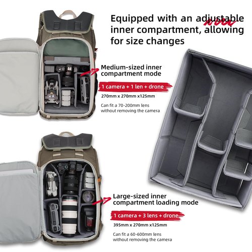 VSGO Pocket Ranger Expandable 25L-33L Photography & Outdoor Backpack – Lightweight Camera Bag for Hiking, Mountaineering, Travel