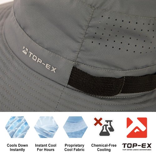 Mens Wide Brim Golf Bucket Cooling Sun Hat XL XXL SPF UV Protection Boonie Sunhat Summer Hiking Outdoor Fishing Extra Large Size 8 24" Grey