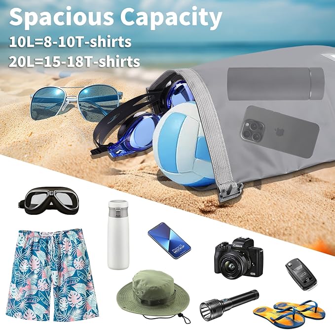 Waterproof Dry Bag, 20L Roll Top Dry Bag Backpack, 500D PVC IPX8 Floating Dry Bag for Hiking, Kayaking, Camping