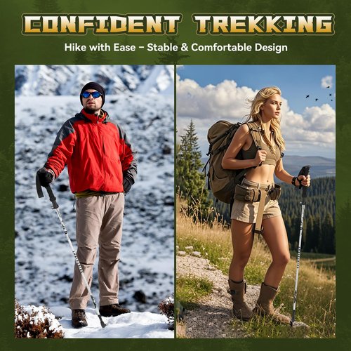 THRISTRIDE Collapsible Aluminum Single Trekking Pole（1pc） - Lightweight Hiking Stick for Women, Men & Seniors, Adjustable Walking Sticks for Hiking, Camping & Outdoor Activities