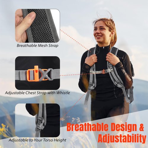 TREKOLOGY 30L Waterproof Lightweight Backpack – Foldable, Durable Daypack for Men & Women with Chest Strap & Multiple Compartments – Compact, Comfortable, Ideal for Hiking, Camping, Travel & Outdoors