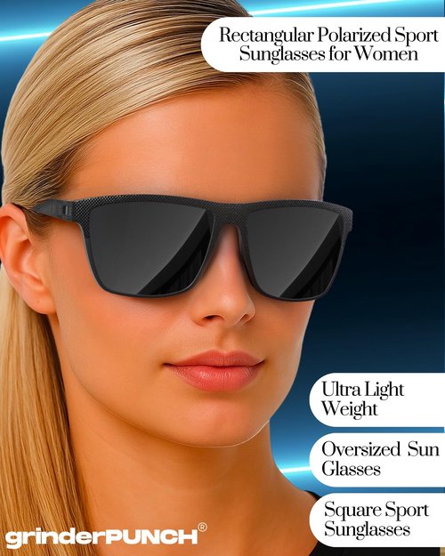 grinderPUNCH Polarized Driving Sunglasses for Men Lightweight UV400 Protection Anti Glare Square Sun Glasses