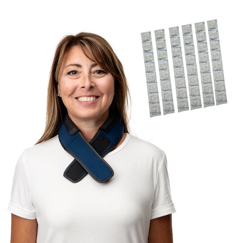 FlexiFreeze Cooling Collar - Personal Neck Cooling Ice Wrap (Navy Blue) Cooling Collar Refill Ice Strips, 6 Pack