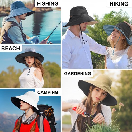 Sukeen Wide Brim Sun Hats for Women Men, Double Sided Wearing Fishing Hats UPF50+ Cooling Bucket Hat for Beach Hiking Outdoor (Light Blue)