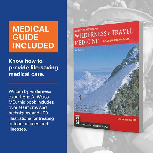 Adventure Medical Kits Mountain Series Medical Kit - Backpacker - Emergency Medical First Aid Kit - For 2 People for 4 Days - Comes with a Trauma Pad, Medicine, Guide Book & More