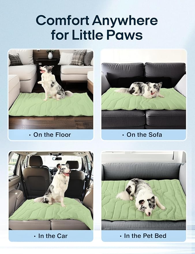 ZonLi Dog Cooling Mat, 48" x 28"Large, Reversible Cooling Pad for Dogs & Cats (Cool & Warm), Durable & Machine Washable, Pet Mat for Crate, Kennel, Bed, Sofa, Sage Green