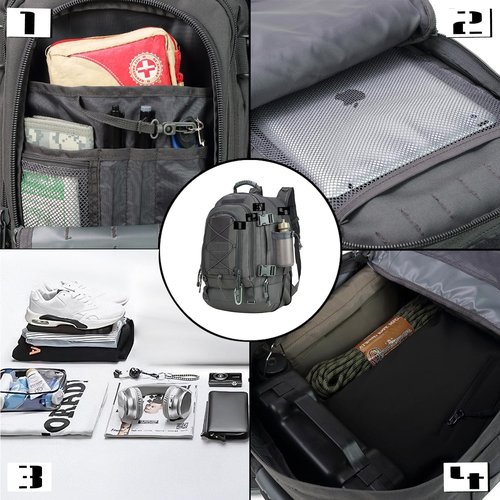 TheKidsRefined Expandable 40-64L Military Tactical Backpack 3 Day Bag Hiking Gym Sport Camping
