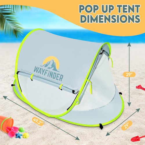 Large Pop Up Baby Beach Tent, Instant Sun Shade for Toddler, Portable Sun Shelter with Mosquito Net, UPF 50+ UV Protection for Infants