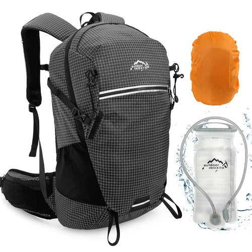 IX INOXTO Hydration Pack, 25L Hiking Backpack with 3L Water Bladder and Rain Cover, Lightweight Hydration Pack for Hiking, Cycling, Climbing, Camping (Black)