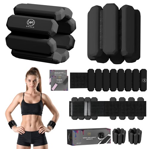 Wrist Weights Set of 2(1LB Each) Adjustable Ankle Weights for Women Men, Wearable Silicone Waterproof Arm Weights for Exercise, Fitness Workout, Yoga, Running, Swimming, Dance
