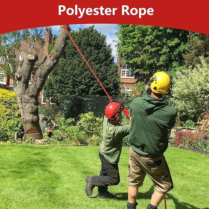 Arborist Rigging Rope - Red 1/2 in x 300 Ft Static Bull Rope for Climbing Tree Felling Pulling Various Outdoor Applications Construction Swing Sailing