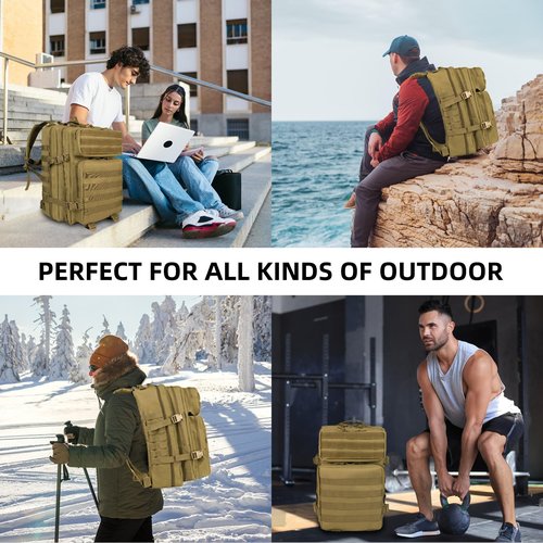 Ogguno 45L Military Tactical Backpacks For Men Trekking Daypack Bug Out Bag Lage MOLLE 3 Day Assault Pack Camping Hiking - Khaki Pack