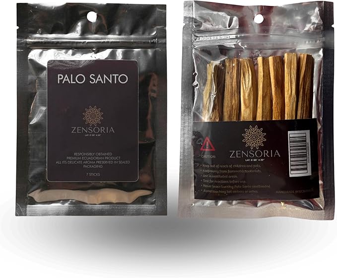 Palo Santo, 7-pack authentic and eco-friendly sticks from Ecuador, natural wood incense, sealed packaging, 100% natural, spiritual cleansing, aromatherapy, handmade by local artisans