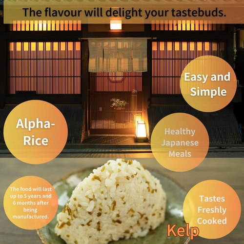 GOHAN JAPAN Kelp (Kombu) Onigiri portable 100% Japan based Alpha Dried Rice Ball 42g/1.5 oz(A filling 109g/3.8oz) for Camping Mountain Climbing Emergencies by Onisi Foods Japanese Company (3-Packs)