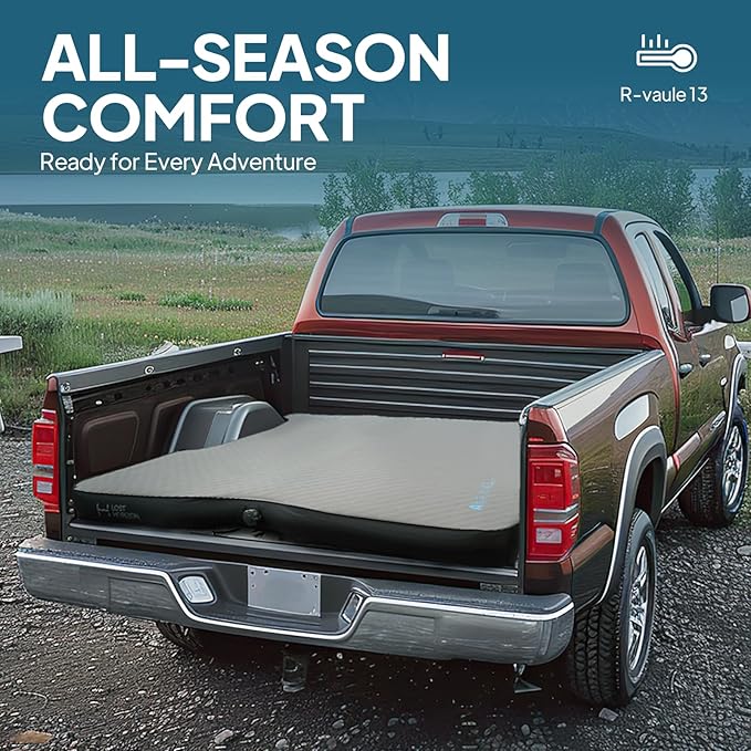 LOSTHORIZON Truck Bed Camping Air Mattress with Foam, Self Inflating Sleeping Pad for Full Size 5.5-5.8FT with Air Pump, 4.5" Thick