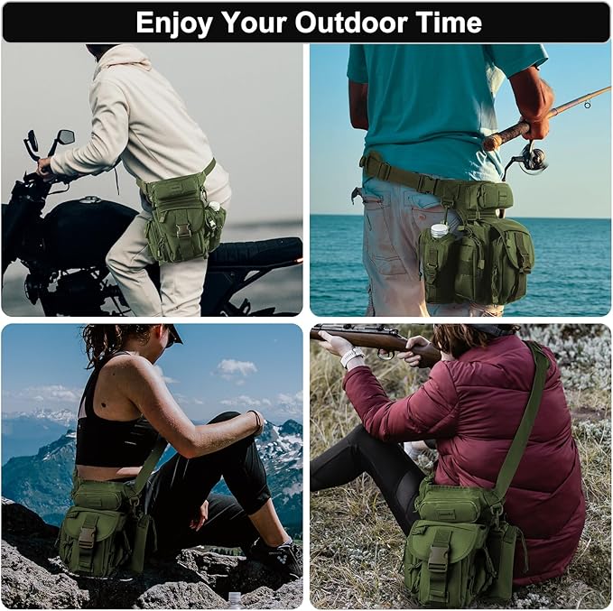 Jueachy Drop Leg Bag for Men Tactical Metal Detecting Thigh Pack with Water Bottle Pouch