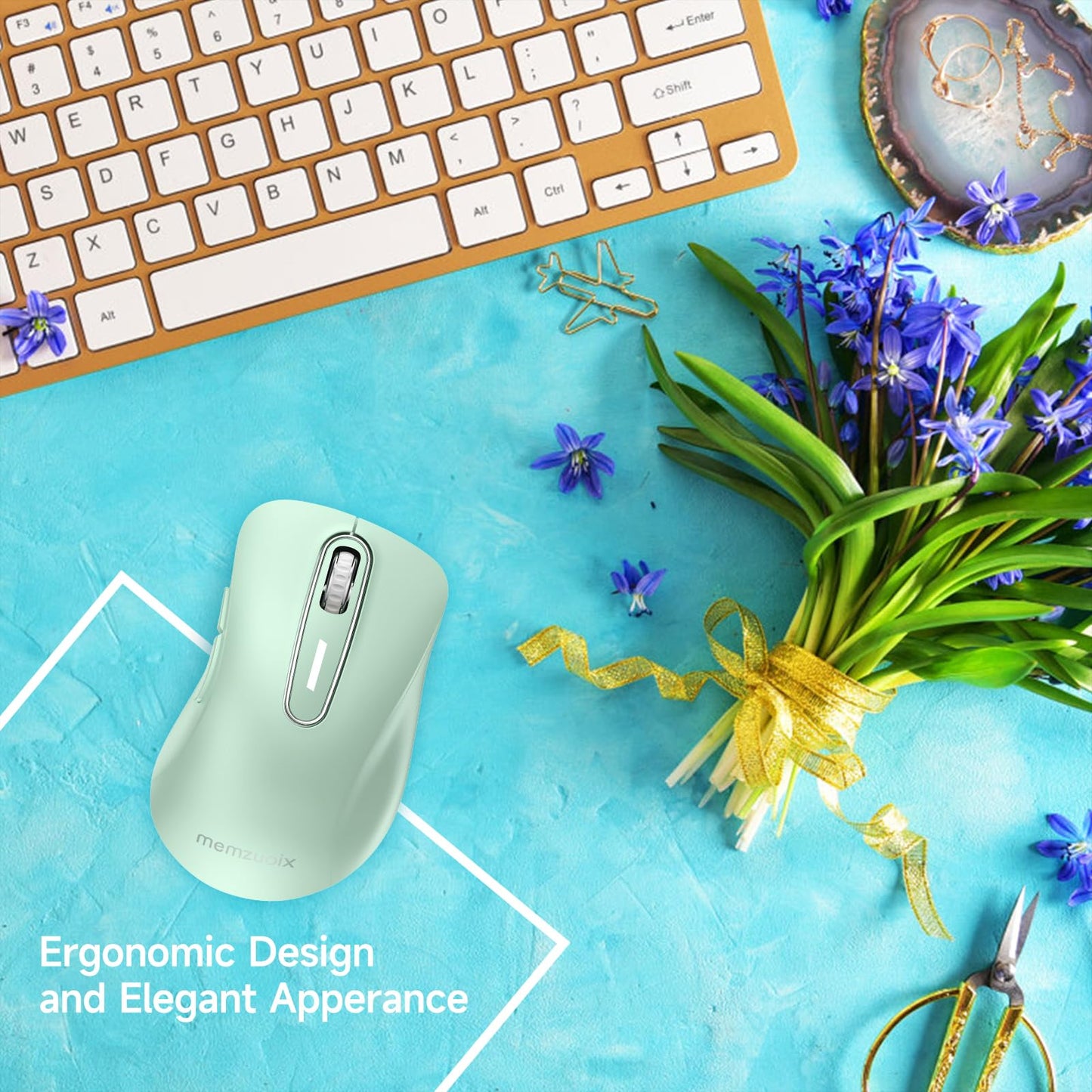 memzuoix 2.4G Wireless Mouse, 1400 DPI Mobile Optical Cordless Mouse with USB Receiver, Portable Computer Mice for Laptop, PC, Desktop, MacBook, 5 Buttons, Red