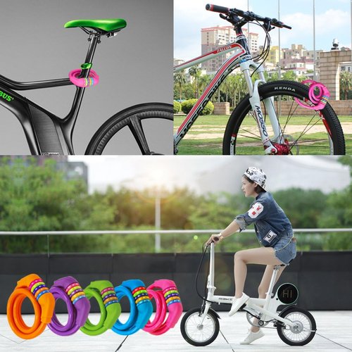 Bike Lock Cable - 4 Feet Resettable Cable Lock - Self Coiling 5 Digit Combination Bicycle Lock (Rose Red)
