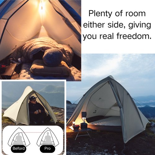 Naturehike 2024 Cloud up Pro Tent, Upgrade Ultralight Tents,1.36kg/3lbs,Double 2 Person Tent,for Cycle Camping,Backpacking,Hiking,Self-Standing, Construction,Easy Set up (Khaki)