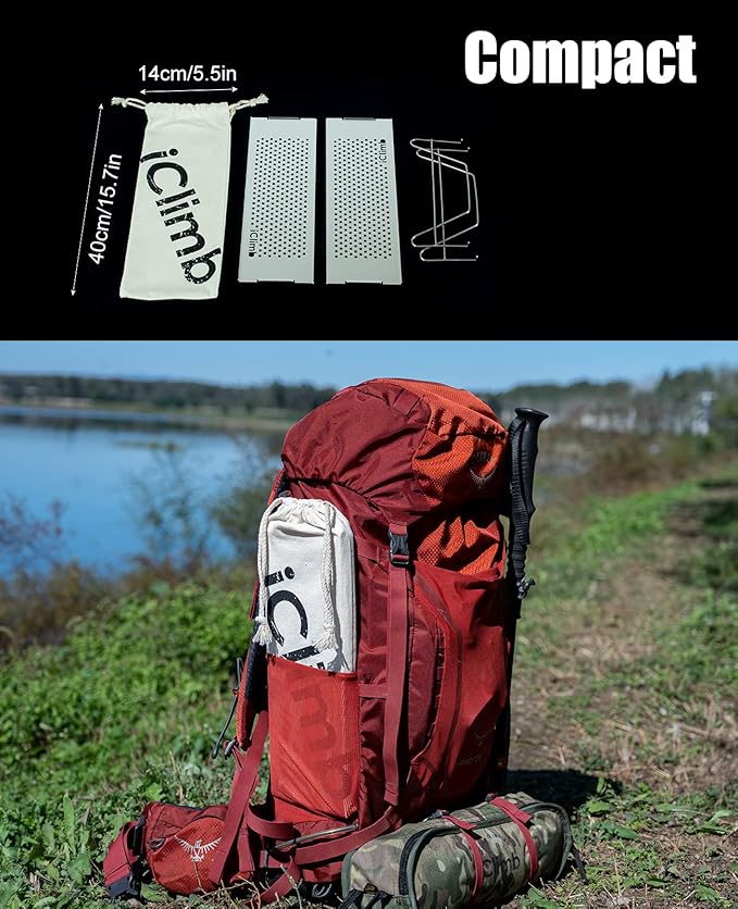 iClimb Mini Solo Folding Table Ultralight Compact for Backpacking Camping Hiking Beach Picnic (Gunmetal, S)