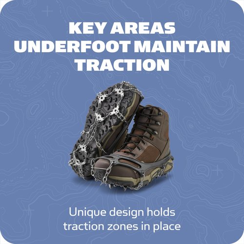 Yaktrax Adventure Grip Crampons- Durable Winter Traction Device with Stainless Steel Spikes for Ice and Snow, Flexible Rubber Upper, Fits Various Footwear, Ideal for Hiking and Mountaineering