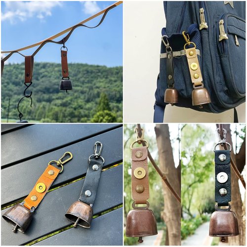 SquEqu 2 Pack Bear Bell Metal Loud Hiking Bells Pendant Keychain with Carabiner Hook Magnetic Mute Silencer for Outdoor Camping Trikking Harness Survival Emergency Montain Climbing Dog Animals