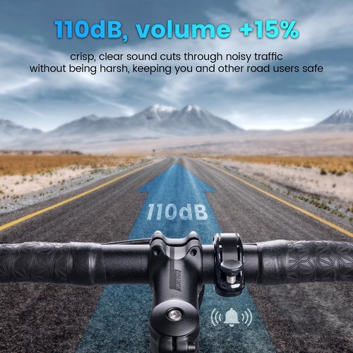 RAVEMEN Bike Bell, Hidden Aluminum Bicycle Bell with Crisp Loud Sound for Adults Kids Mountain Road Bikes, Q1 Bell for Bike with Max 110DB for 22.2/25.4/31.8mm Standard Handlebar