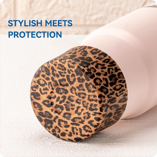 Silicone Boot for Stanley Quencher Tumbler20/30/40oz & IceFlow 20/30oz,Owala Tumbler 24/40 oz,Hydro Flask 12-24oz,-Non-Slip Bottom Protector for Bottom size 2.8-2.95" BPA-Free Cup Sleeve(Gold Leopard)