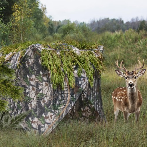 YOLENY 270° See Through Blind for 2-3 Person, Portable Pop Up Ground with Carrying Bag - Resilient Tent, Zip Door & Silent Windows for Deer & Turkey Hunting