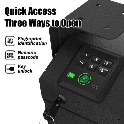 PATRON Gun Safe for handgun, Biometric Gun Safe box for pistols，hidden Wall or Desk Mounted fingerprint safes for nightstand,Bedside,Truck，electronic Quick Access shotgun safe box