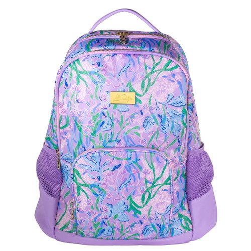 Lilly Pulitzer Large Backpack with Pockets, Adjustable Strap, and Handle, Large Bookbag for Work and Travel, Secret Escape