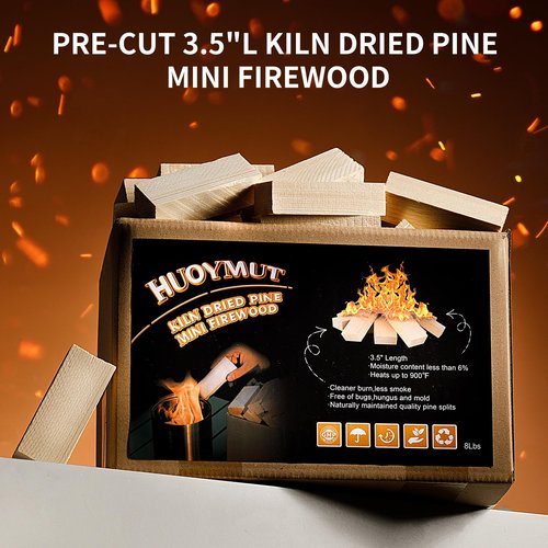 HuoYmut Mini Fire Stick Wood with 12pcs Fire Starters,3.5" Lengths Kiln Dried Pine Small Firewood,Waterproof Charcoal Starters,Solo Stove Accessories for Tabletop Fire Pit,Solo Stove Mesa,7.5Lbs