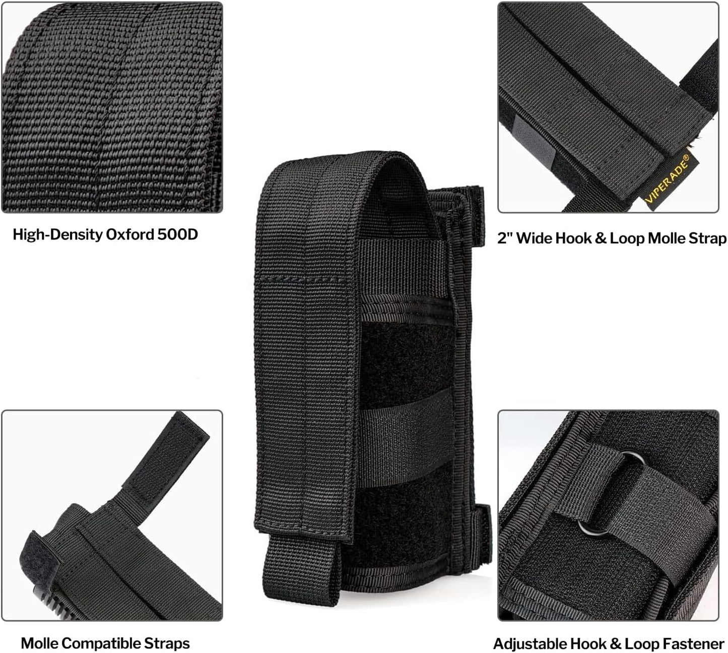 VIPERADE Tactical Flashlight Holster, Molle Flashlight Holder for Belt, Flashlight Pouch, Open Top Flashlight Holder for Vertical & Horizontal Carrying